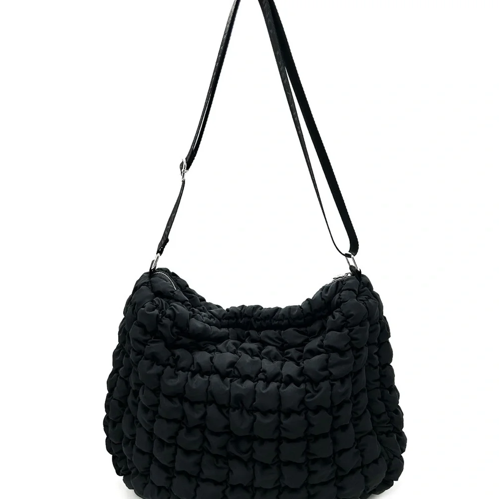Valentino Orlandi Black Ruched Puff Quilted Shoulder Bag NWT Silver Hardware ✨🖤